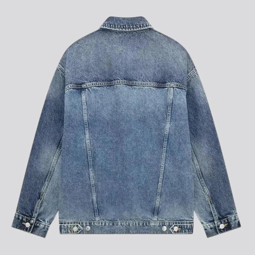 Casual creased fit women's denim jacket