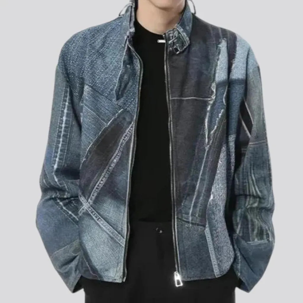 Stylish biker men's denim jacket