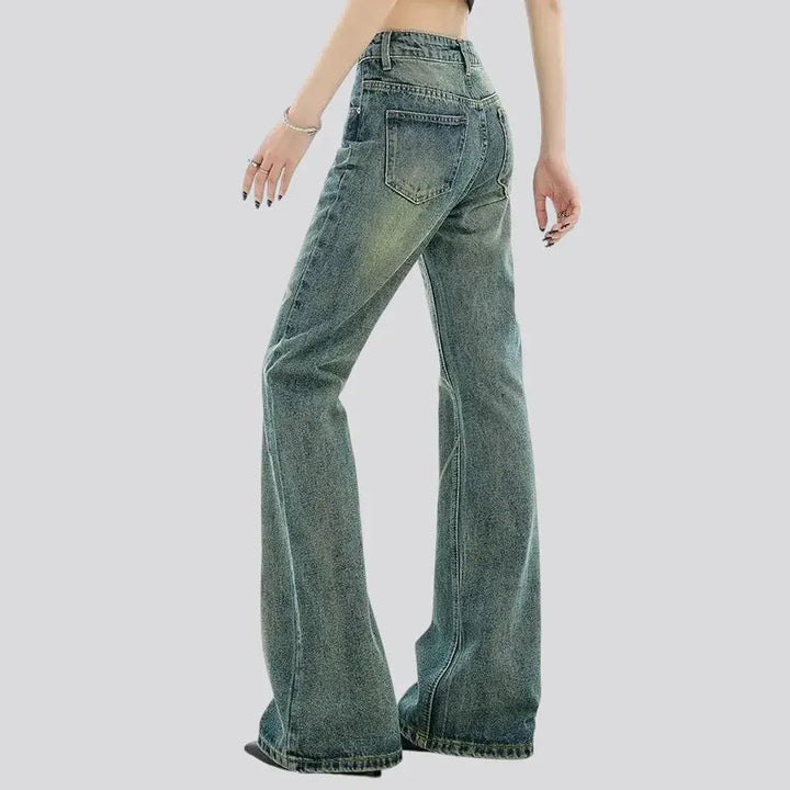 Retro flared high-rise women's jeans