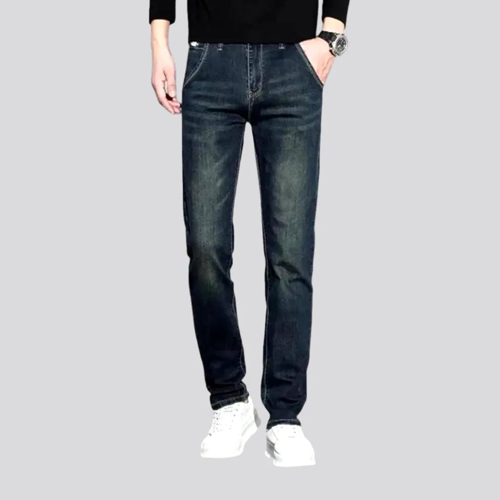 Dark Abraded Slim Fit Men's Jeans | Jeans4you.shop