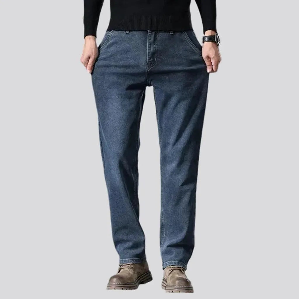 Vintage straight-cut elastic men's jeans