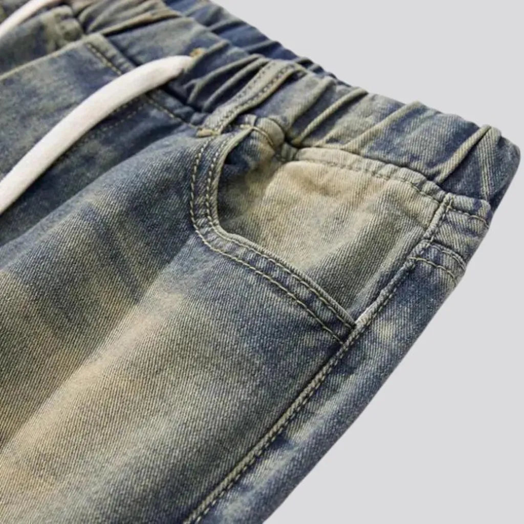 Vintage boho style men's denim joggers