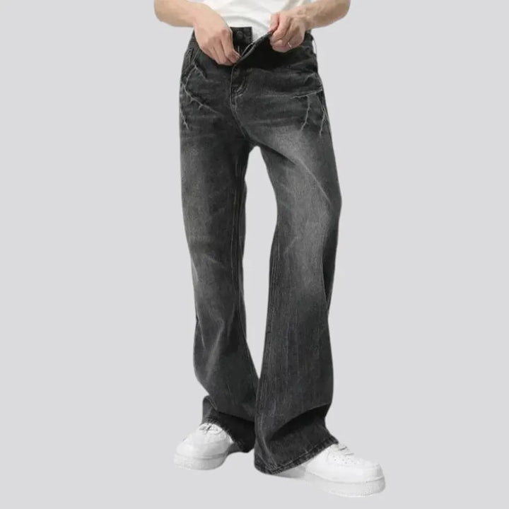 Sanded vintage fashion baggy men's jeans