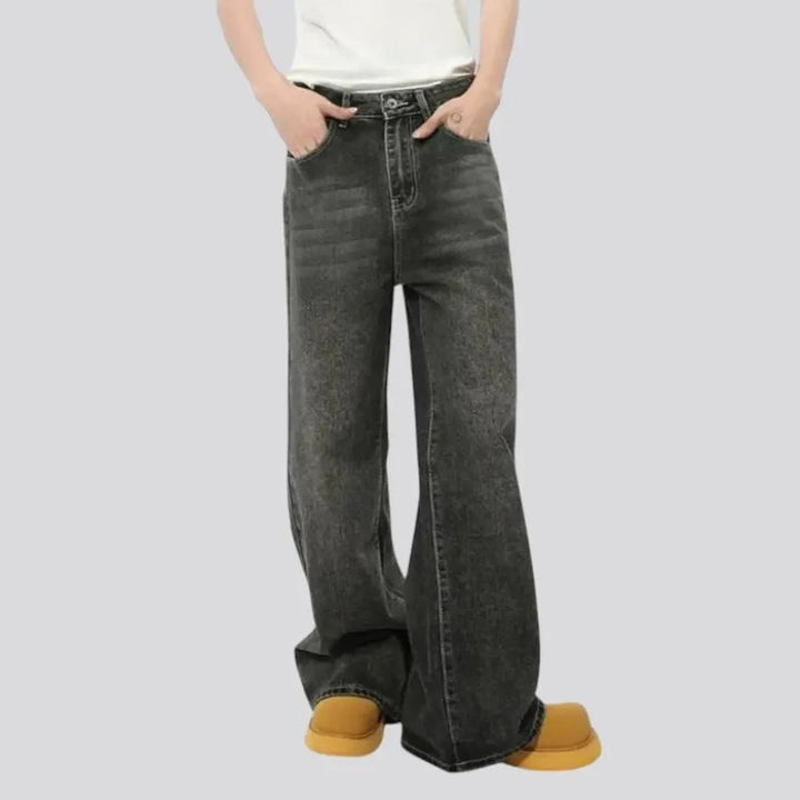 Sanded mid-waist men's jeans