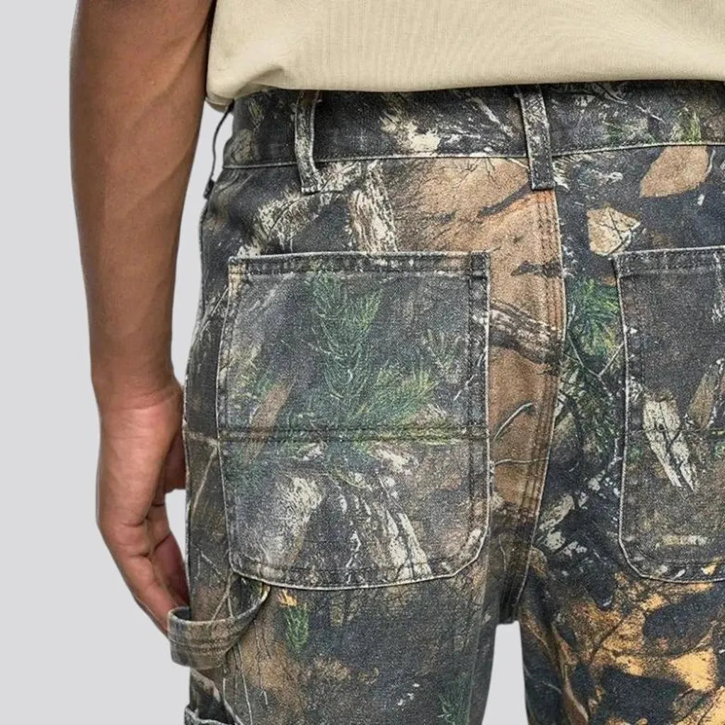 Boho camouflage carpenter-loop men's jeans