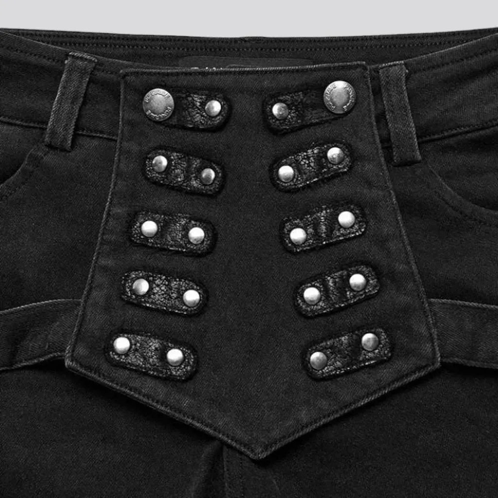 Black embellished jeans shorts
 for ladies