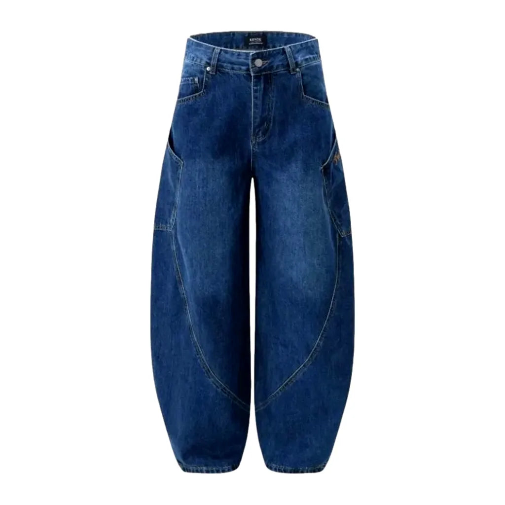 Sanded Stonewashed Baggy-fit Jeans for Men - Blue