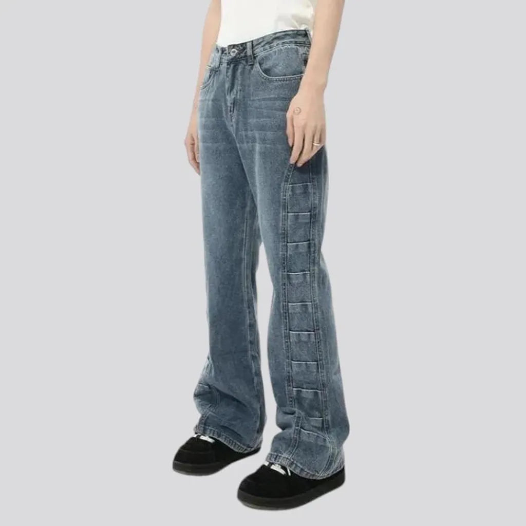 Whiskered baggy-fit street men's jeans