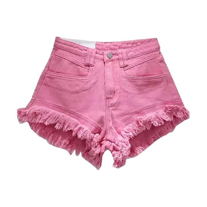 Distressed-hem jeans shorts for women