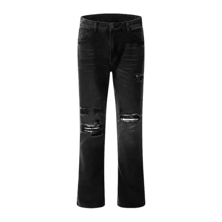 Distressed men's bootcut jeans