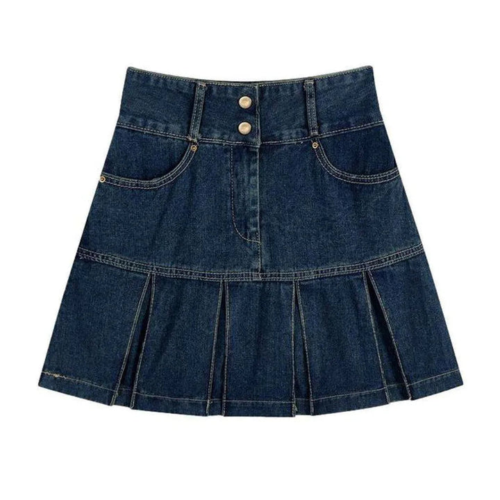 Dubble waistband denim skater skirt