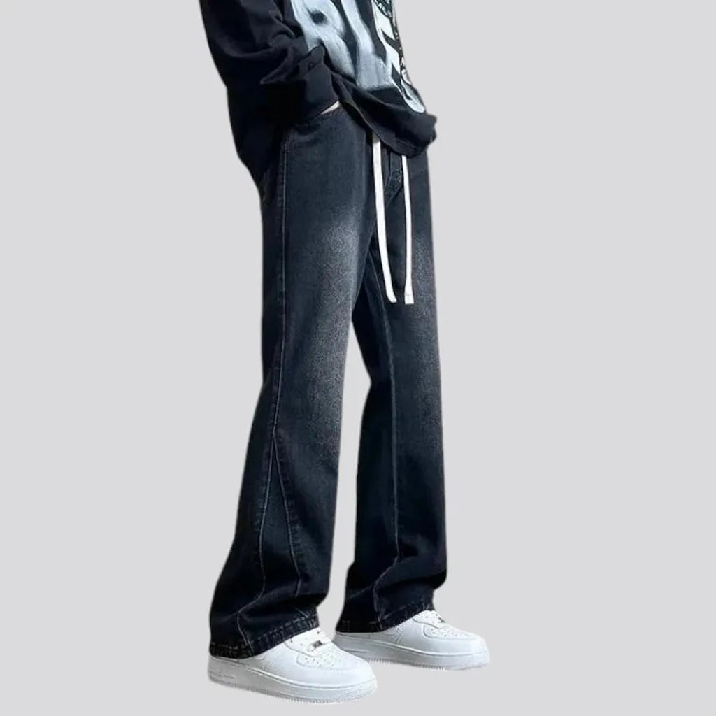 Stylish mid rise men's denim joggers