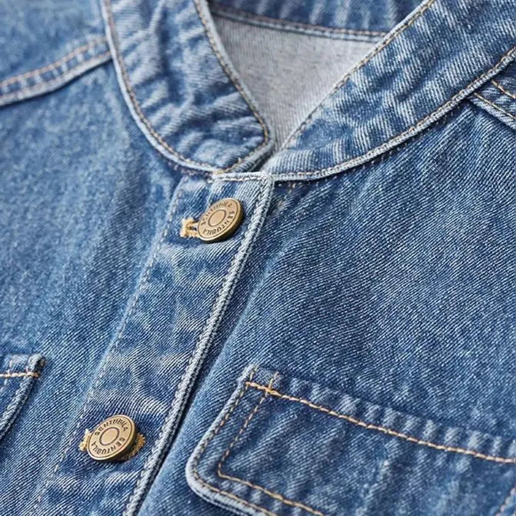 Medium-wash short jeans jacket