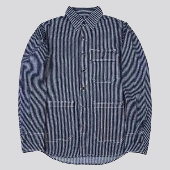 Regular fit chambray men's denim shirt