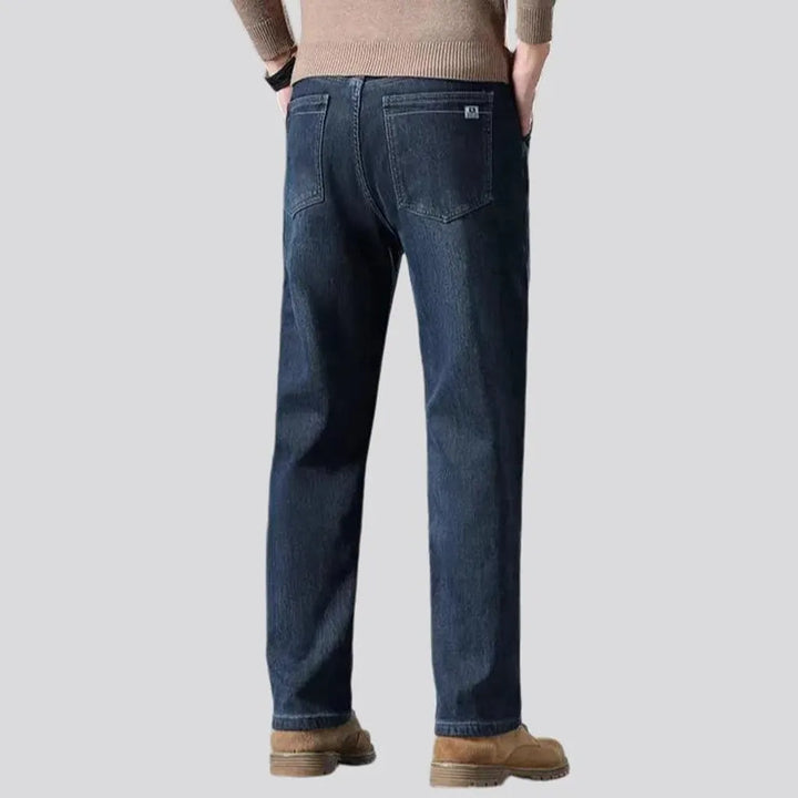 Abraded casual insulated men's jeans