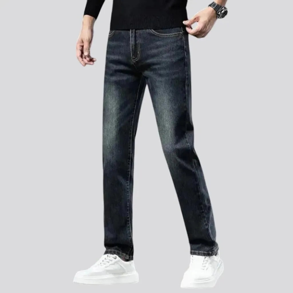 Stretchable dark fading jeans for men