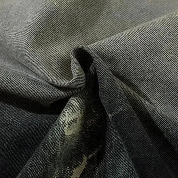 Grey distressed men's denim jacket