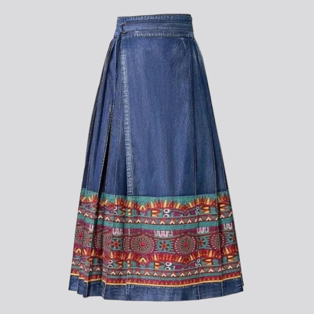 Long high-waist jean skirt
 for women