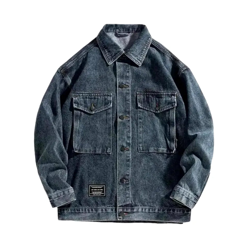 Vintage Style Worker Men's Denim Jacket - Blue