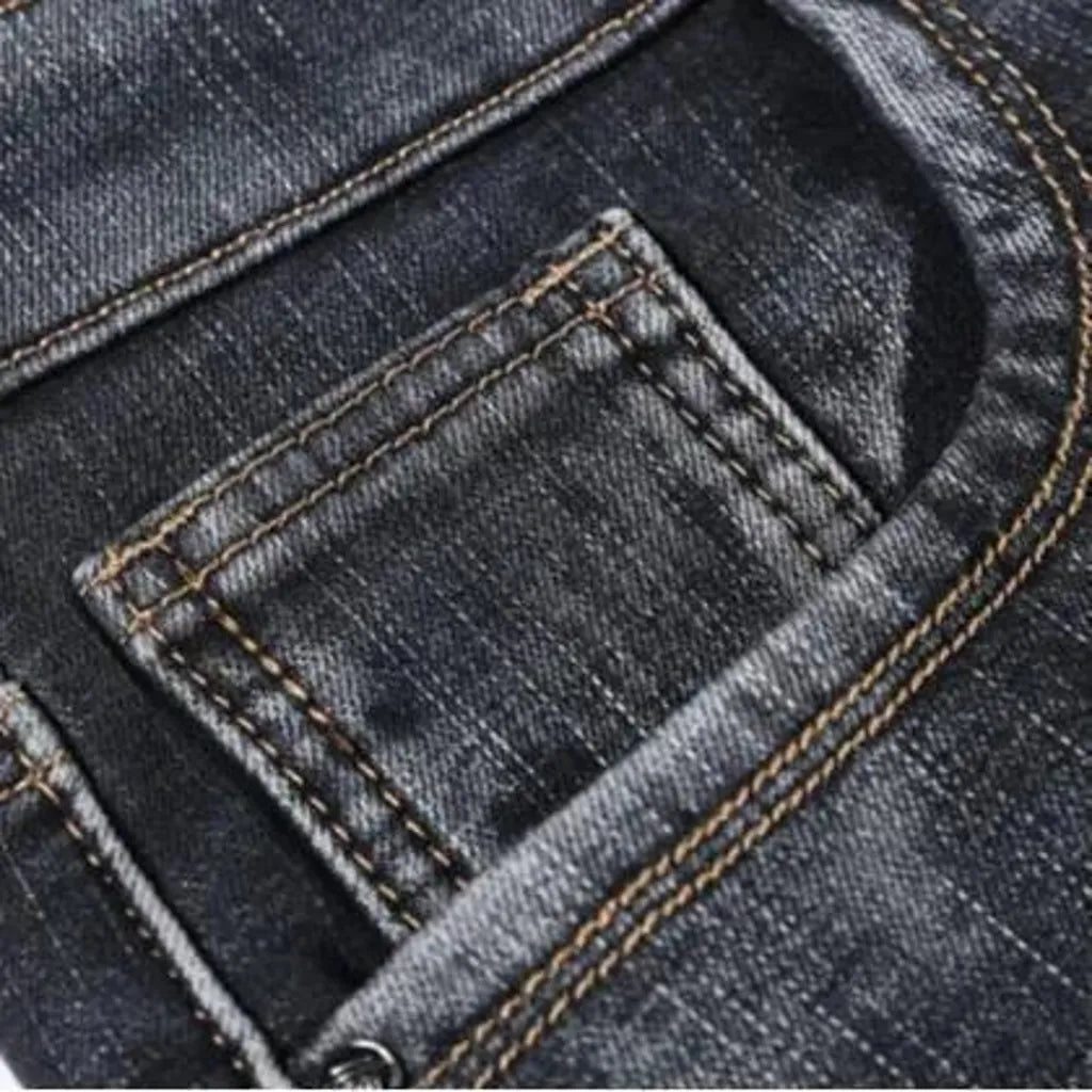 Straight-fit washed men's jeans