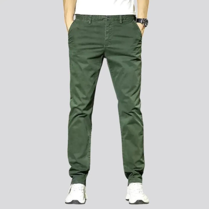 Stretchable mid rise men's denim chinos jeans