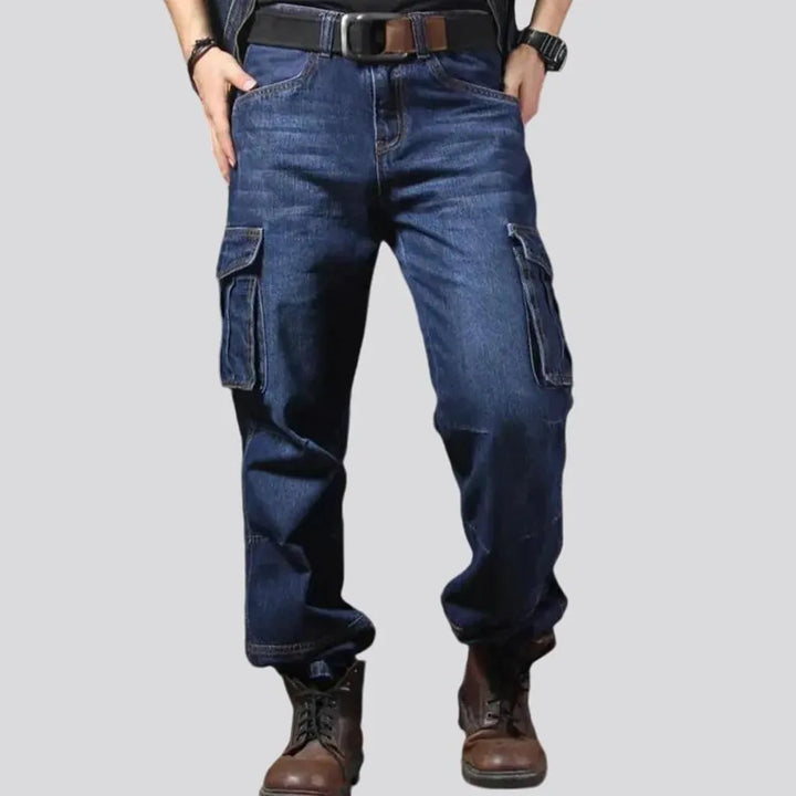 Durable stonewashed labor men's jeans