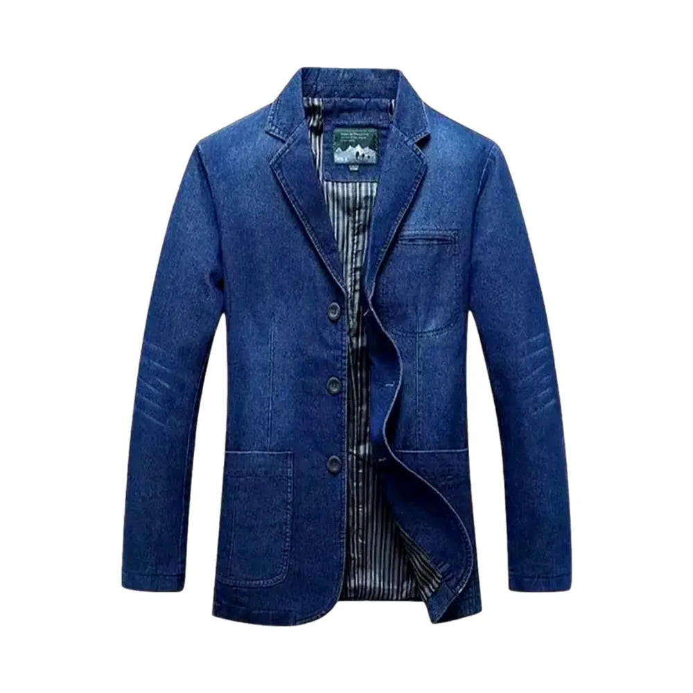 Fashionable Casual Slim Fit Men's Denim Blazer - Blue