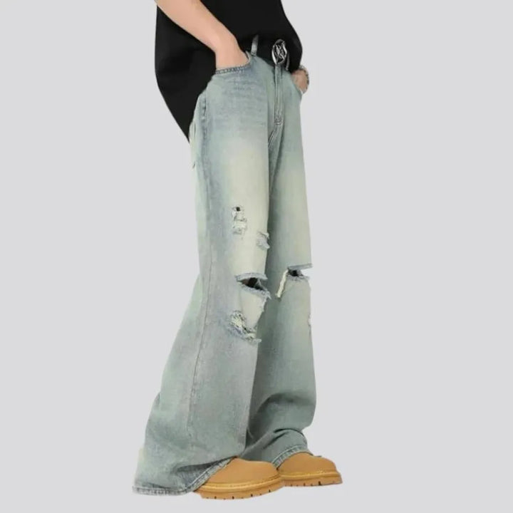 Washed out distressed jeans for men