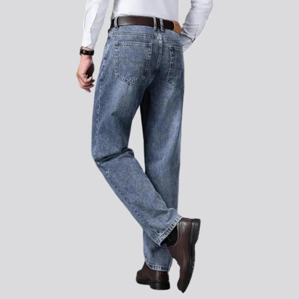 Stonewashed tapered fit men's jeans