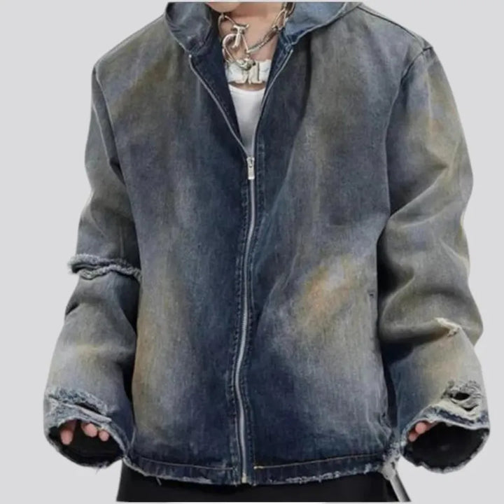 Fashionable grunge oversized men's denim jacket