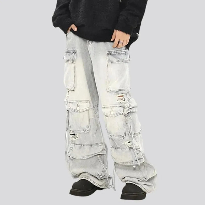 Vintage distressed mid-rise men's jeans