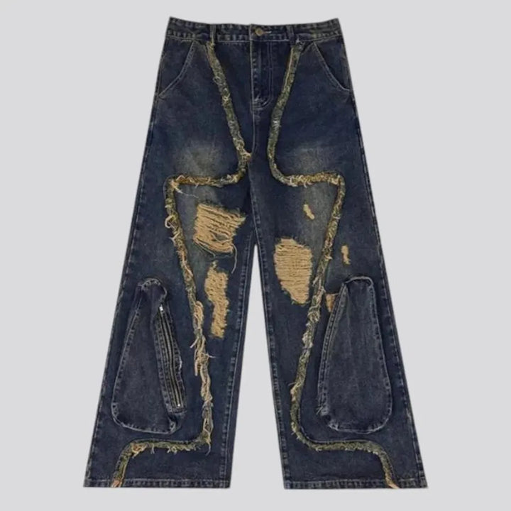 Boho grunge distressed men's jeans