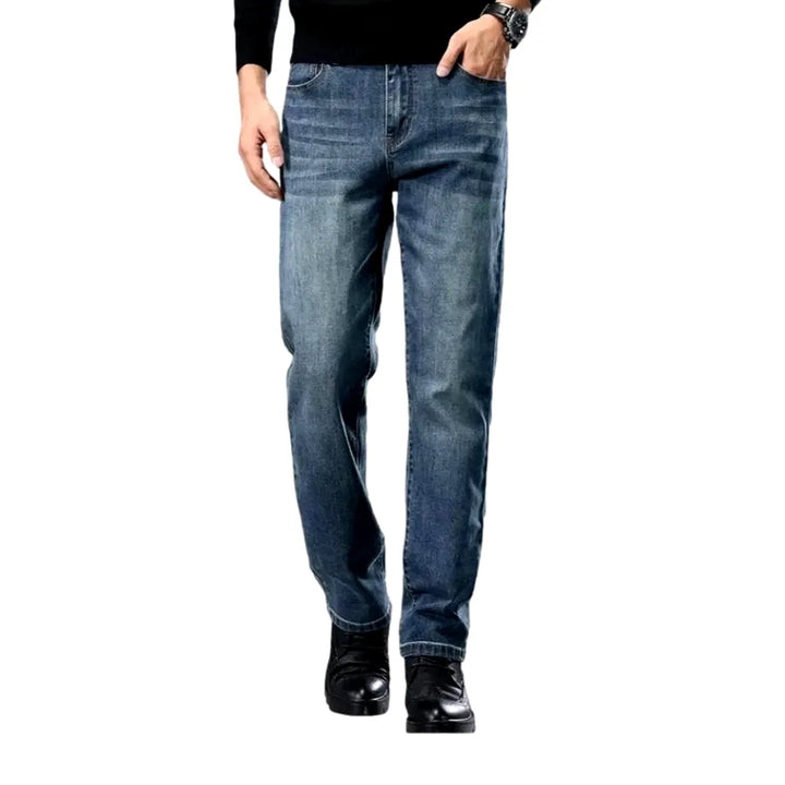 Elastic Fit Retro Jeans for Men - Blue