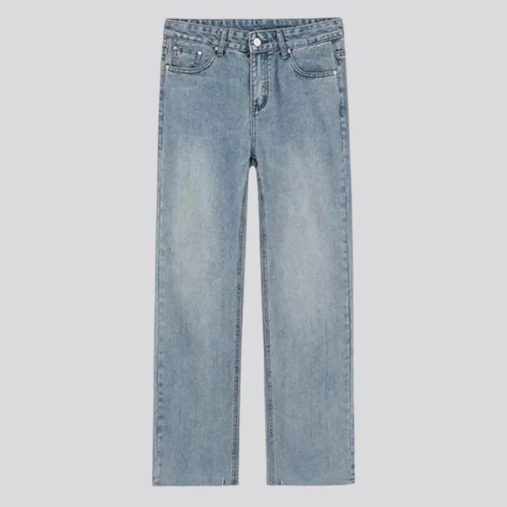 Sanded street style loose straight men's jeans