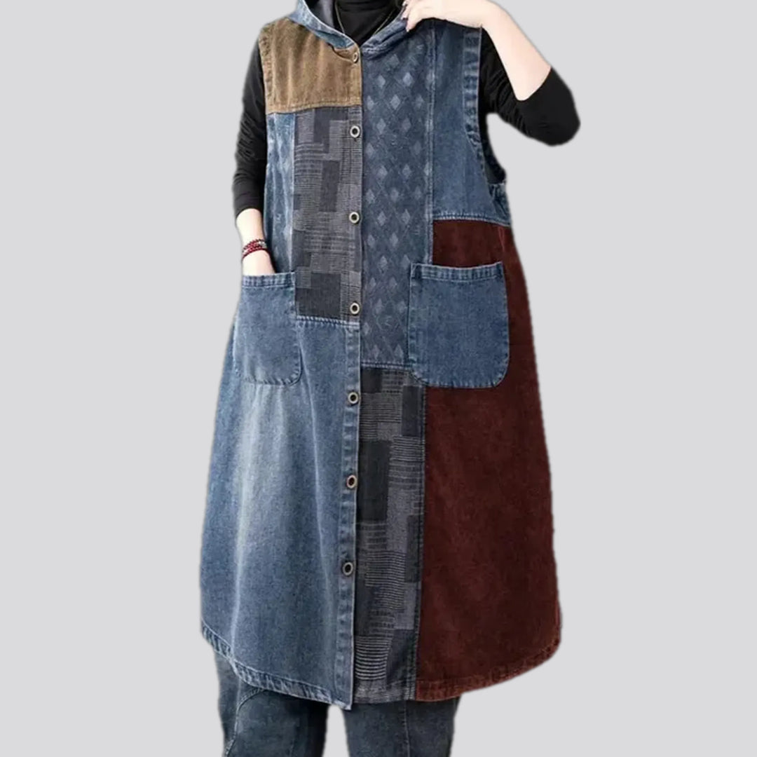 Extra-large Longline Denim Vest for Women | Jeans4you.shop