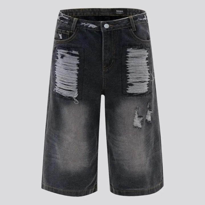 Baggy boho grunge men's denim shorts