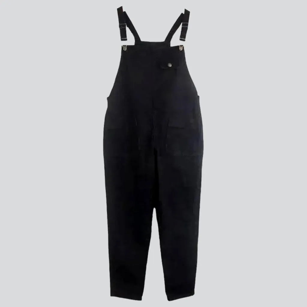 Loose pebble-washed jean women's overall