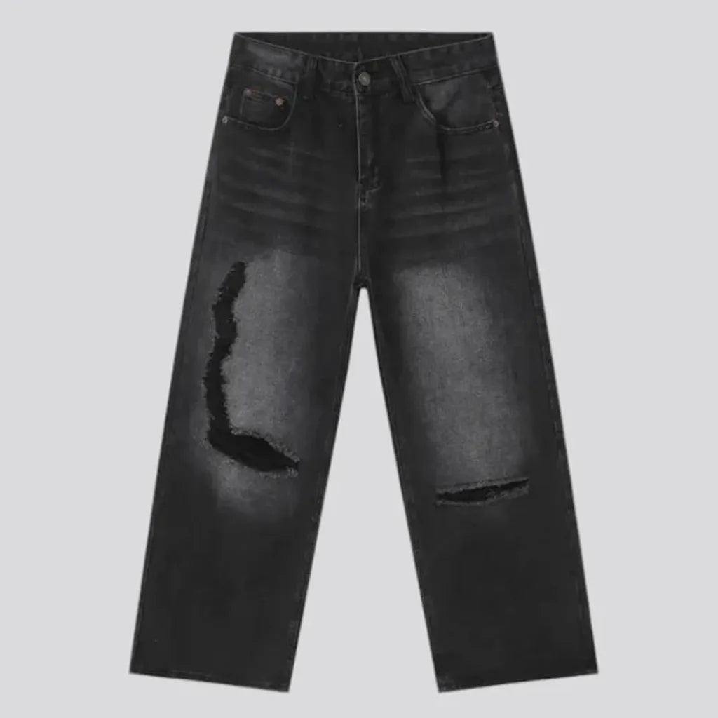 Distressed grunge style men's jeans