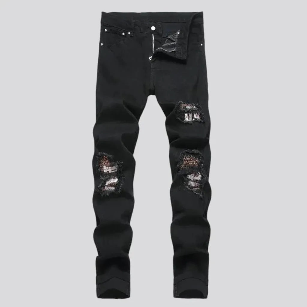 Mid rise skinny grunge men's jeans