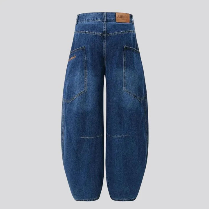 Sanded stonewashed baggy-fit jeans for men