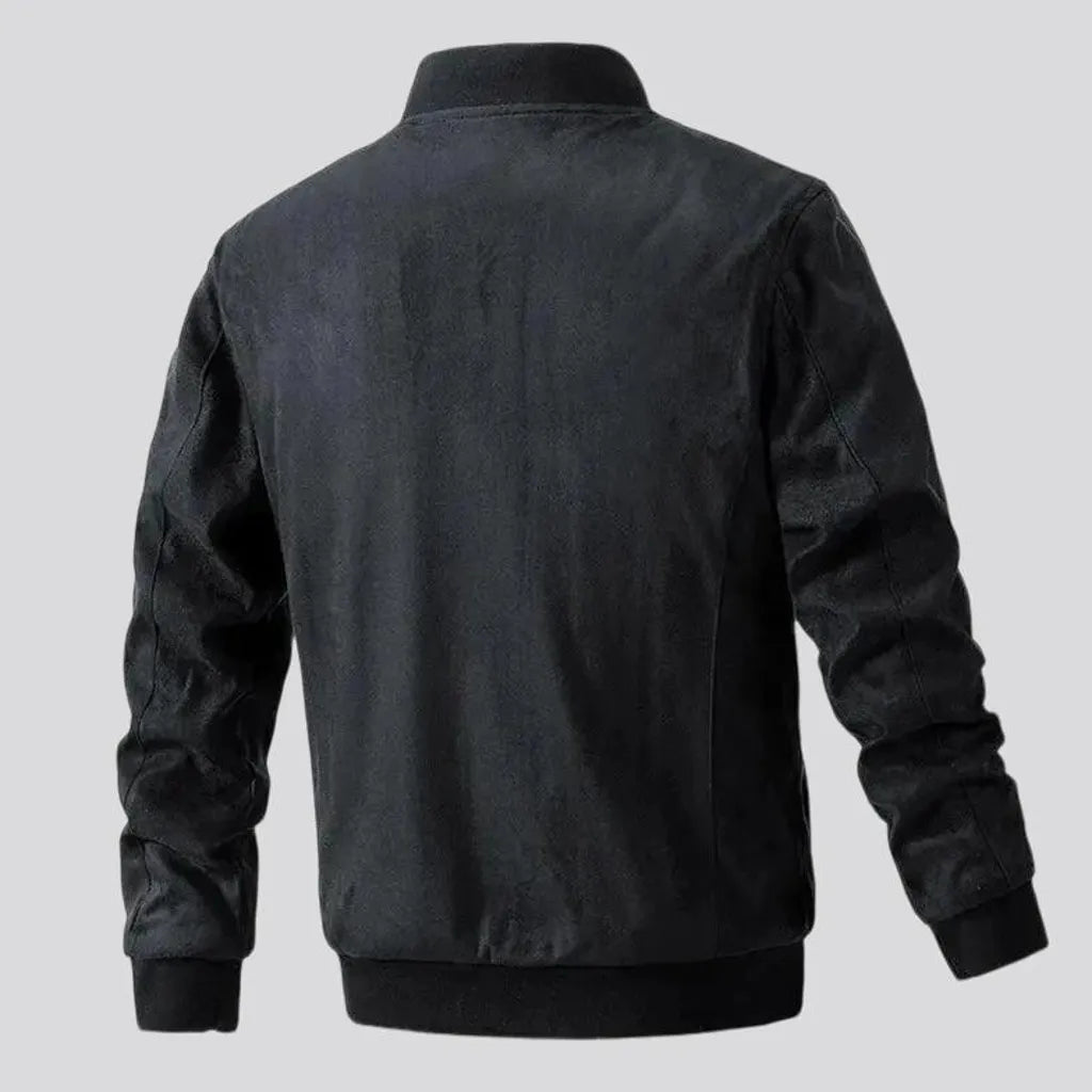 Monochrome slim fit men's denim bomber jacket