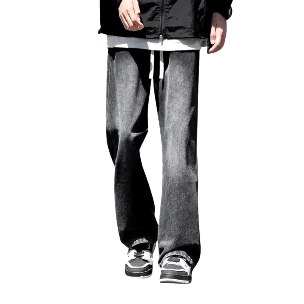 Baggy Abraded Mid Rise Jeans Joggers for Men - Grey