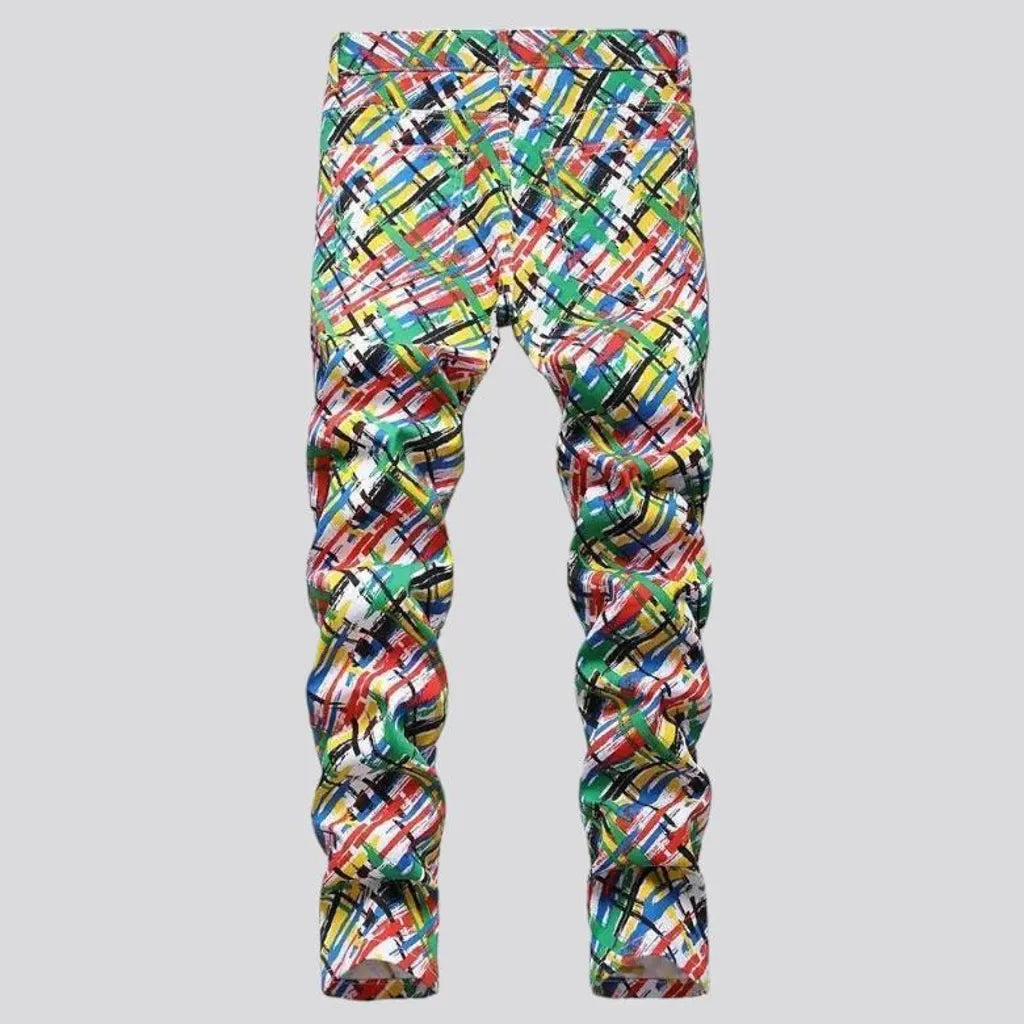 Color-print men's street jeans