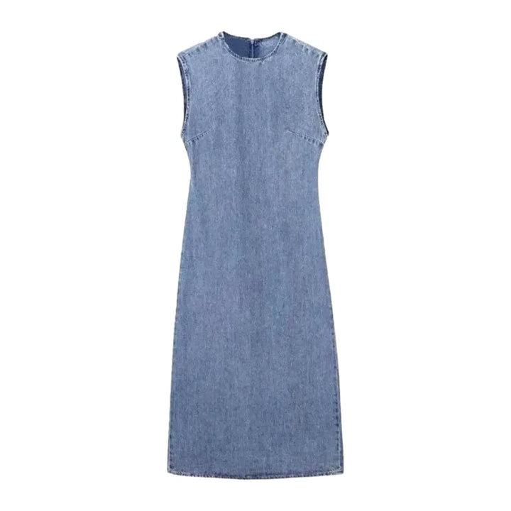 Casual Maxi Denim Dress - Light Blue