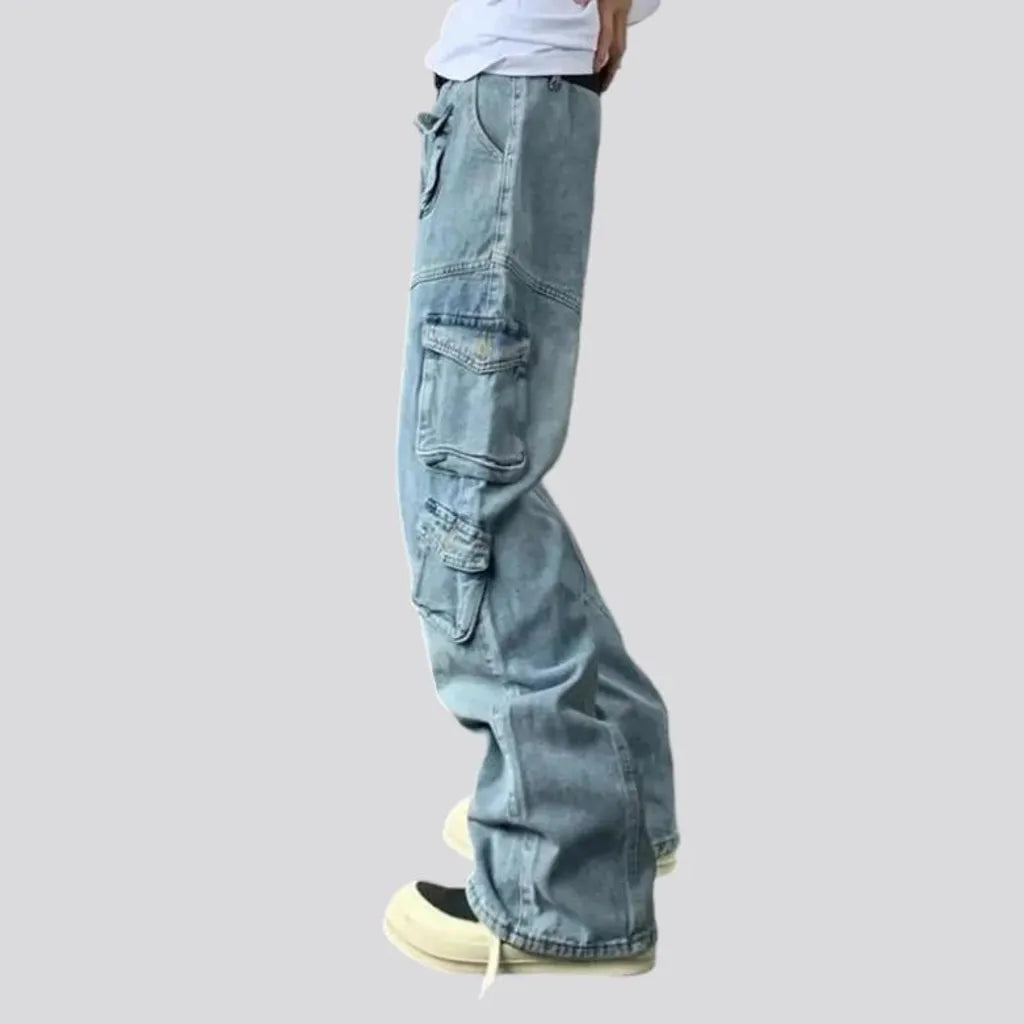 Sanded cargo fit vintage men's jeans