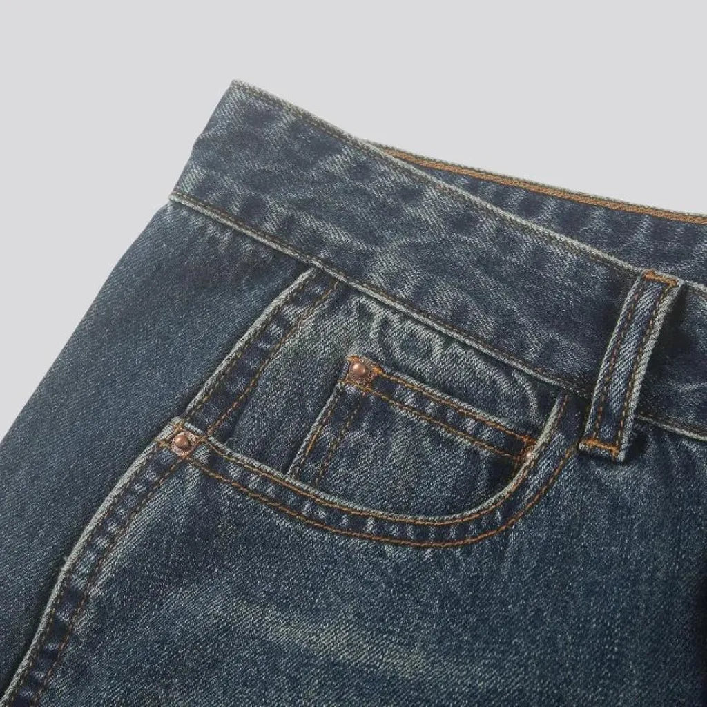 Wide fit faded look men's jeans