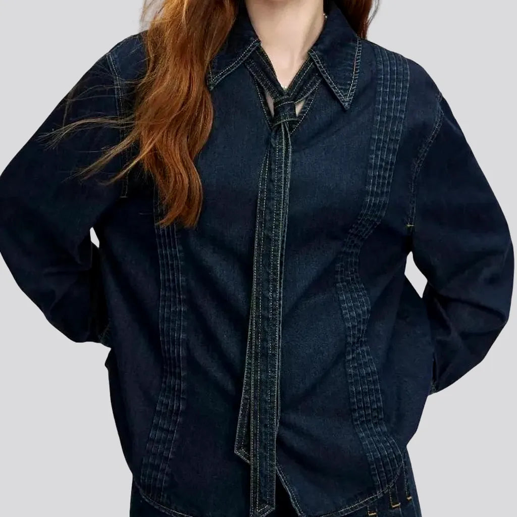 Fashionable Dark Contrast Women's Jean Jacket | Jeans4you.shop