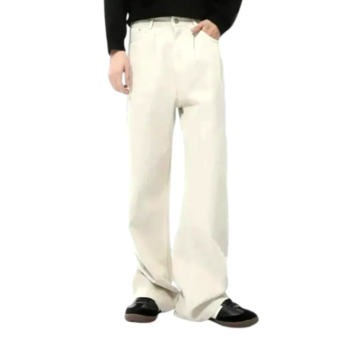 Stylish Medium Rise Men's Jean Pants - White