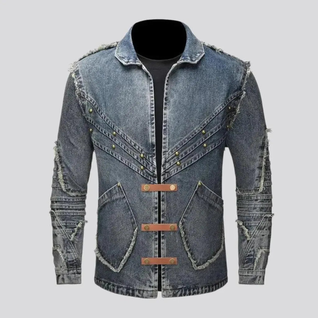 Slim-fit embroidered men's denim jacket