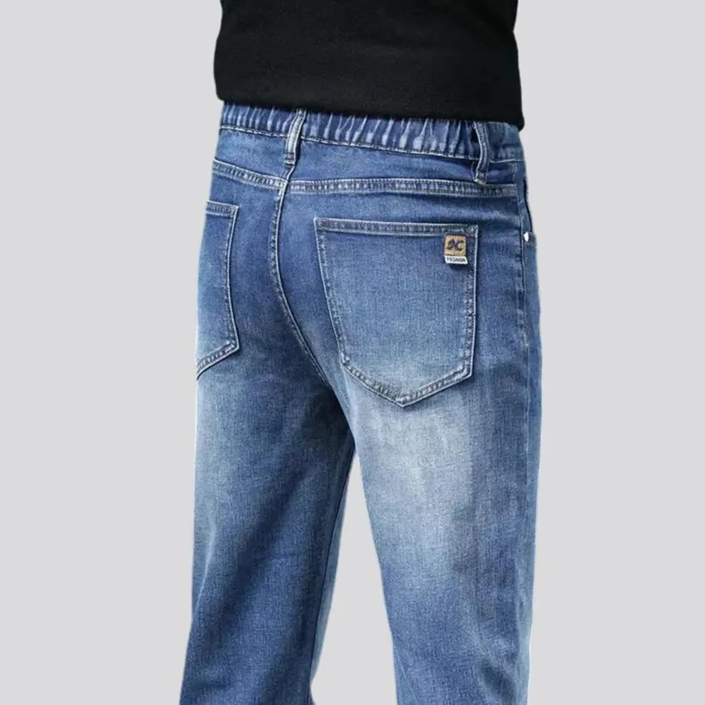 Casual style elastic high rise men's jeans